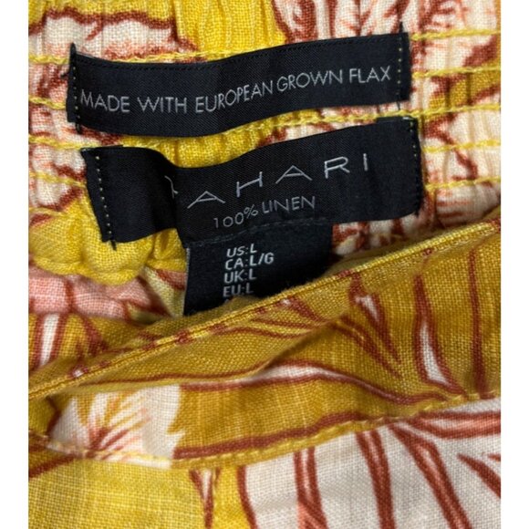 Tahari Womens Pants L Tropical Leaf Print 100% Linen Wide Leg Crop‎ - Picture 2 of 4